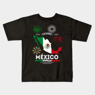 Celebrando Mexico Playera de la Independencia de Mexico Mexican Independence Day Kids T-Shirt